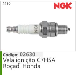 1430 Código 02630 Vela ignição C7HSA Roçadeira Honda NGK