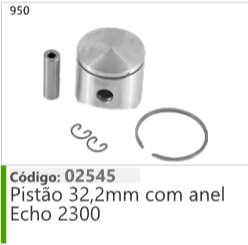 950 Código 02545 Pistão 32,2mm com anel Echo 2300