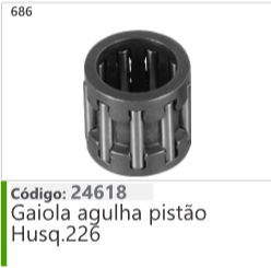 686 Código 24618 Gaiola agulha pistão Husqvarna 226
