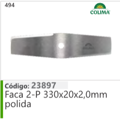 494 Código 23897 Faca 2-P 330x20x2,0mm polida COLIMA