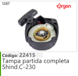 1287 Código 22415 Tampa partida completa Shind.C-230 ARGON