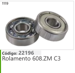 1119 Código 22196 Rolamento 608.ZM C3