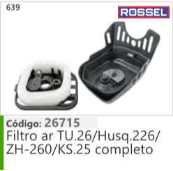 639 Código 26715 Filtro ar TU.26/Husqvarna 226/ ZH-260/KS.25 completo ROSSEL