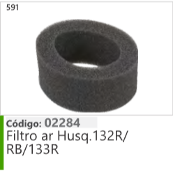 591 Código 02284 Filtro ar Husqvarna 132R/ RB/133R