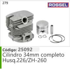 279 Código 25092 Cilindro 34mm completo Husqvarna 226/ZH-260 ROSSEL