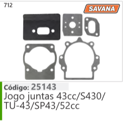 712 Código 25143 Jogo de juntas 43cc/S430/ TU-43/SP43/52cc SAVANA