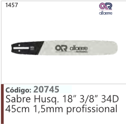 1457 Código 20745 Sabre Husqvarna 18" 3/8" 34D 45cm 1,5mm profissional ALFAEME