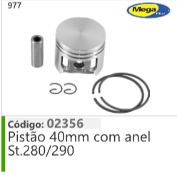 977 Código 02356 Pistão 40mm com anel Stihl 280/290