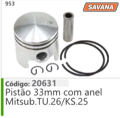 953 Código 20631 Pistão 33mm com anel Mitsubishi TU26/KS25 SAVANA