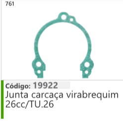 761 Código 19922 Junta carcaça virabrequim 26cc/TU.26