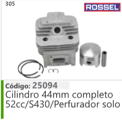 305 Código 25094 Cilindro 44mm completo 52¢c/S430/Perfurador solo ROSSEL