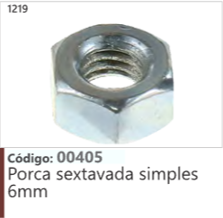 1219 Código 00405 Porca sextavada simples