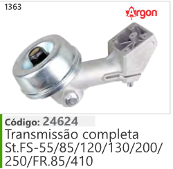 1363 Código 24624 Transmissão completa Stihl FS55/85/120/130/200/ 250/FR.85/410 ARGON