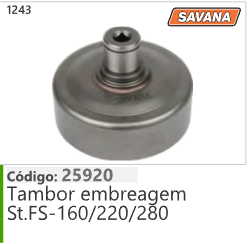 1243 Código 25920 Tambor embreagem Stihl FS160/220/280 SAVANA