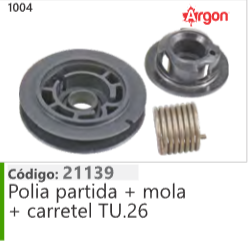 1004 Código 21139 Polia partida + mola + carretel TU26 ARGON