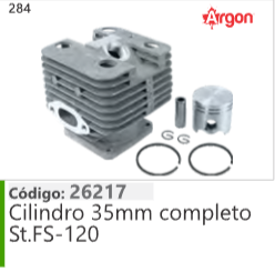 284 Código 26217 Cilindro 35mm completo Stihl FS-120 ARGON