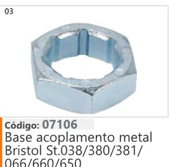 3 Código 07106 Base acoplamento metal Bristol Stihl 038/380/381/066/660/650