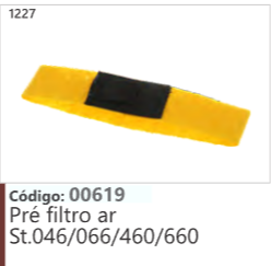 1227 Codigo 00619 Pré filtro ar Stihl 046/066/460/660