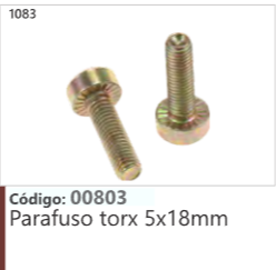 1083 Código 00803 Parafuso torx 5x18mm