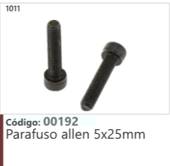 1011 Código 00192 Parafuso allen 5x25mm