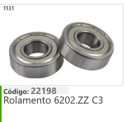 1131 Código 22198 Rolamento 6202.77 C3