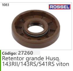 1083 Código 27260 Retentor grande Husqvarna 143RII/143RS/541RS viton ROSSEL