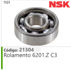 1125 Código 21304 Rolamento 6201.Z C3 NSK