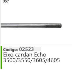 357 Código 02523 Eixo cardan Echo 3500/3550/3605/4605
