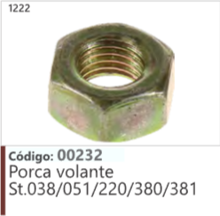 1222 Código 00232 Porca volante Stihl 038/051/220/380/381