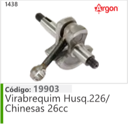 1438 Código 19903 Virabrequim Husqvarna 226/ Chinesas 26cc ARGON