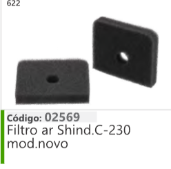 622 Código 02569 Filtro ar Shind.C-230 mod.novo