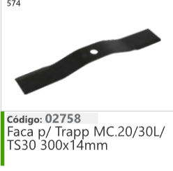 574 Código 02758 Faca p/ Trapp MC.20/30L/ TS30 300xT4mm