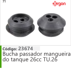 71 Código 23674 Bucha passador mangueira do tanque 26cc TU26 ARGON