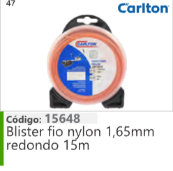 47 Código 15648 Blister fio nylon 1,65mm redondo 15m CARLTON