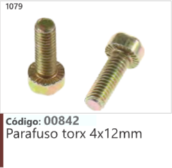 1079 Código 00842 Parafuso torx 4x12mm