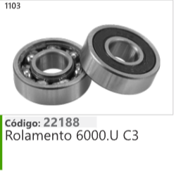 1103 Código 22188 Rolamento 6000.U C3