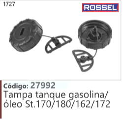 1727 Código 27992 Tampa tanque gasolina/ óleo Stihl 170/180/162/172