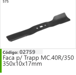 575 Código 02759 Faca p/ Trapp MC.40R/350 350x10x17mm