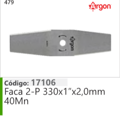 479 Código 17106 Faca 2-P 330x1"x2,0mm 40Mn ARGON