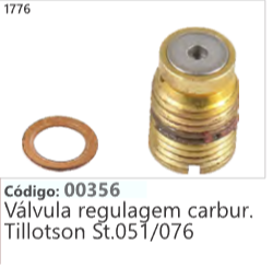 1776 Código 00356 Válvula regulagem carburador Tillotson Stihl 051/076
