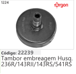 1224 Código 22239 Tambor embreagem Husqvarna 236R/143RII/143RS/541RS ARGON