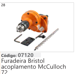 28 Código 07120 Furadeira Bristol acoplamento McCulloch 72