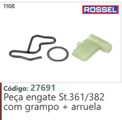 1108 Código 27691 Peça engate Stihl 361/382 com grampo + arruela ROSSEL
