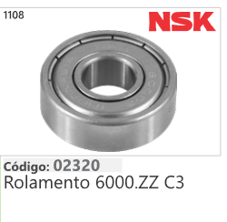1108 Código 02320 Rolamento 6000.ZZ C3 NSK