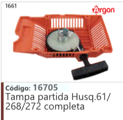 1661 Código 16705 Tampa partida Husqvarna 61/ 268/07 completa ARGON