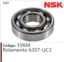 1421 Código 13920 Rolamento 6307-UC3 NSK