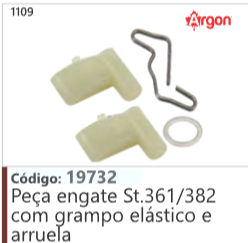 1109 Código 19732 Peça engate Stihl 361/382 com grampo elástico e arruela ARGON