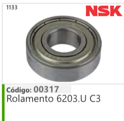 1133 Código 00317 Rolamento 6203.U C3