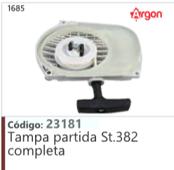 1685 Código 23181 Tampa partida Stihl 382 completa ARGON