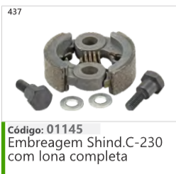 437 Código 01145 Embreagem Shind.C-230 com lona completa